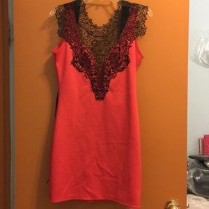 Coral Crochet Dress